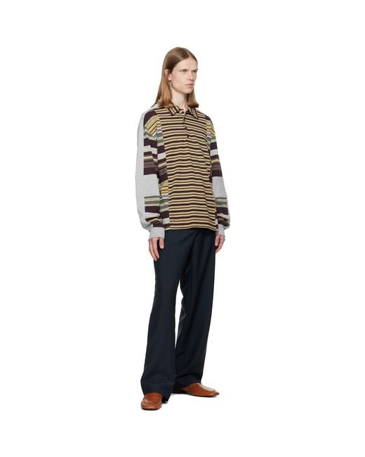 Dries Van Noten Multicolor Burgundy & Striped Cotton Polo for men