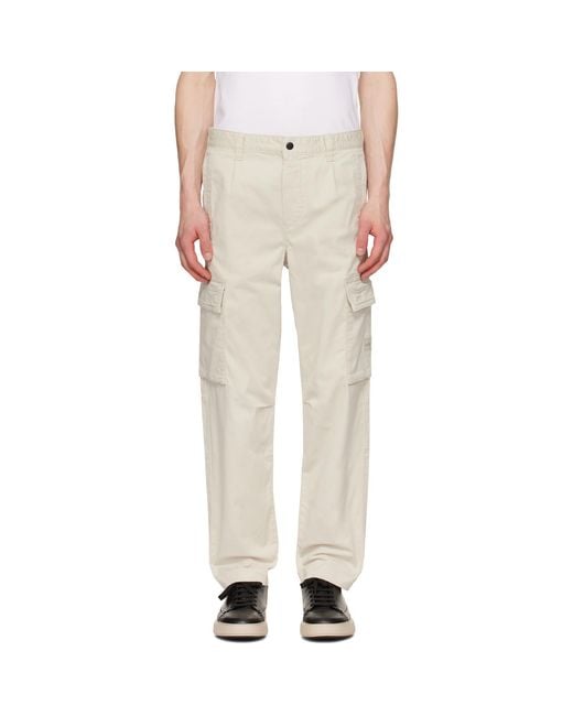 Boss Natural Logo Patch Cargo Pants for men