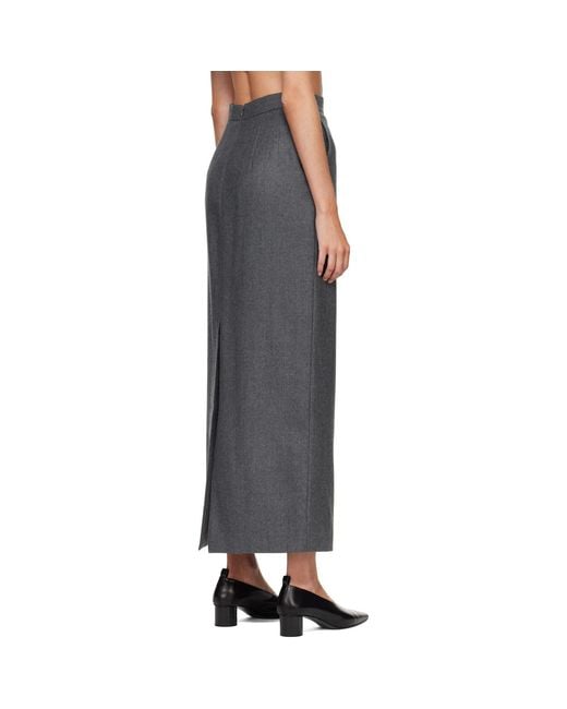 R2W Gray Melonia Wool Maxi Skirt