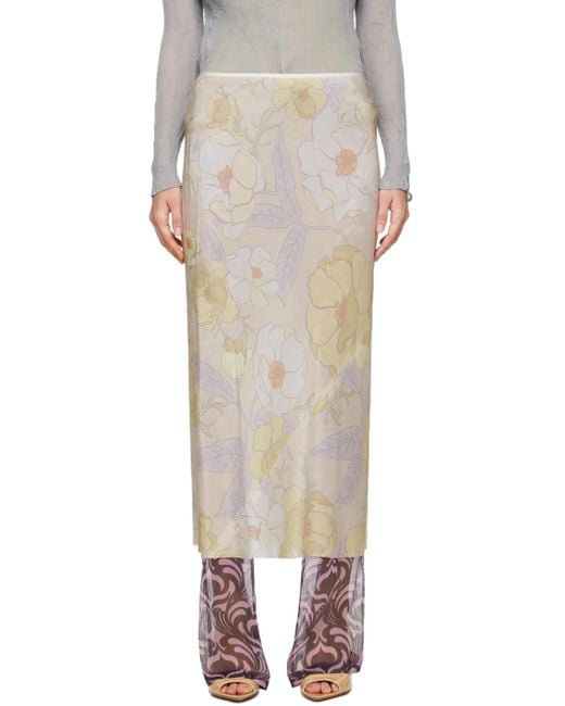 Dries Van Noten Multicolor Off- Printed Midi Skirt