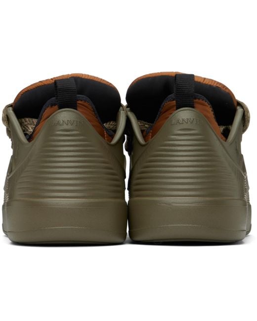 Lanvin Black Green & Taupe Curb Color-block Rubber Sneakers for men