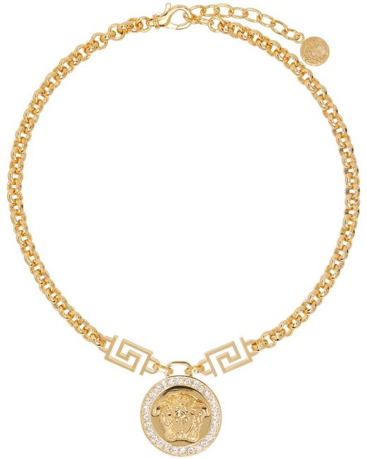 Versace Metallic Crystal 'La Medusa' Greca Necklace