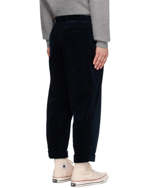 Pantalon bleu marine à plis Beams Plus pour homme en coloris Black