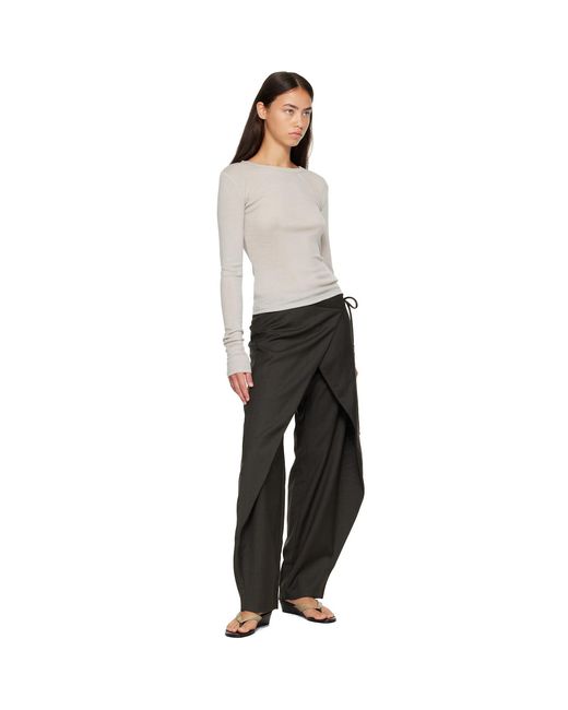 St. Agni Gray Off- Baby Wool Long Sleeve T-Shirt