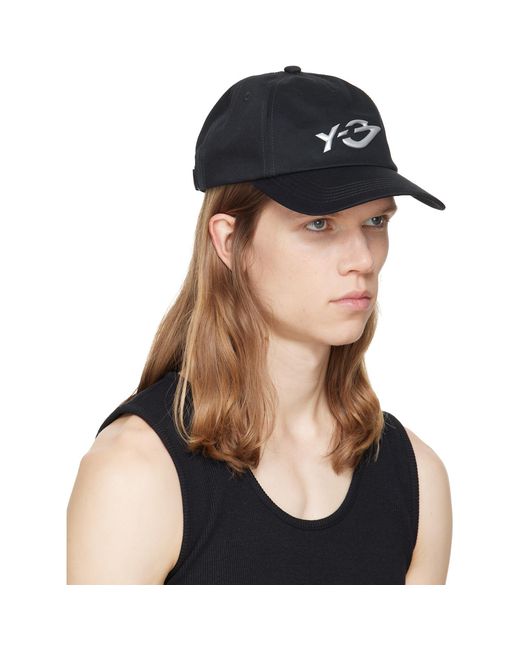 Y-3 Black Graphic Logo Cap for men