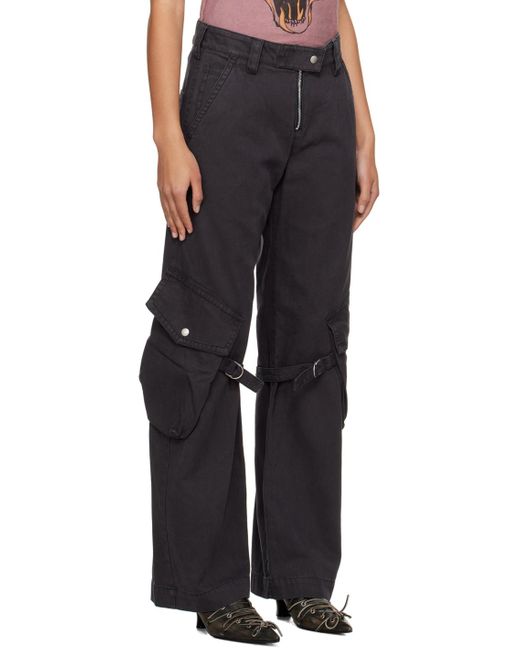Pantalon gris à poches cargo Acne en coloris Black