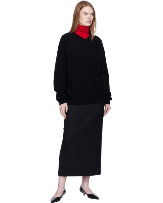 ARCH THE Black Cashmere V-Neck Pullover Sweater
