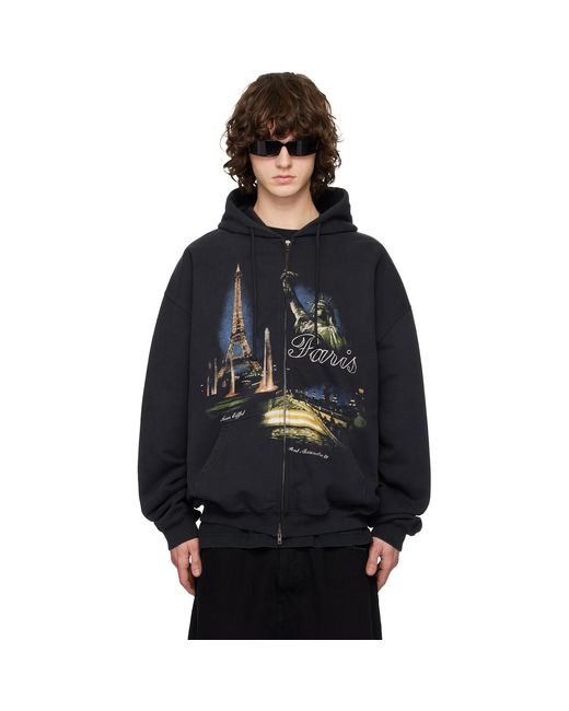 Vetements Blue 'Paris' Tourist Zip-Up Hoodie for men