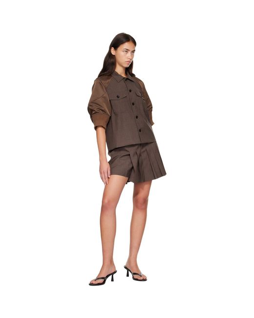 Sacai Brown Suiting X Nylon Twill Shirt