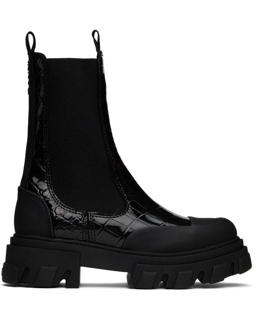 ガニー GANNI Cleated ミッドカーフ チェルシーブーツ Ganni Cleated ミッドカーフ チェルシーブーツ ブラック | Lyst
