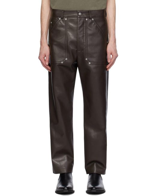 Pantalon quido brun en cuir reconstitué Nanushka pour homme en coloris Black