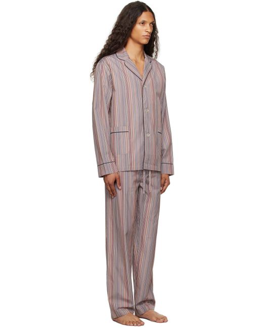 Paul Smith Black Multicolor Signature Stripe Pyjama Set for men