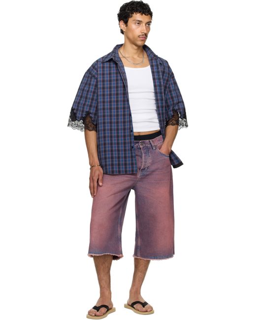 Surchemise Bleu Marine À Garnitures En Dentelle Exclusive À Ssense Martine Rose pour homme en coloris Blue