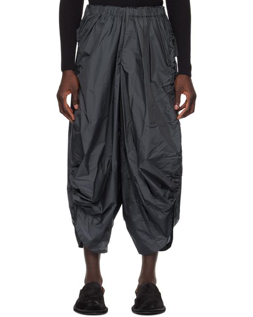 132 5. Issey Miyake Black Gathe Trousers for men