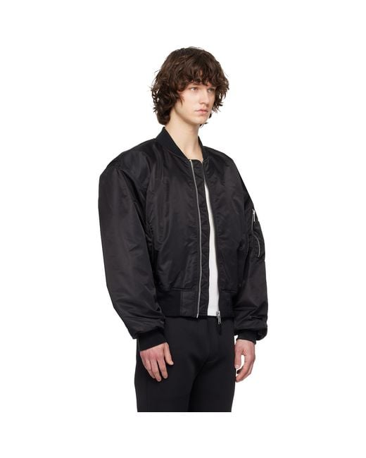 Entire studios Black Cropped Broad Bomber Jacket for men