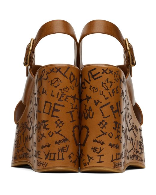 Chloé Brown Maxime Wedge Sandals