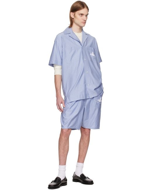 メンズ Vivienne Westwood ブルー＆ホワイト Romario ショートパンツ Blue