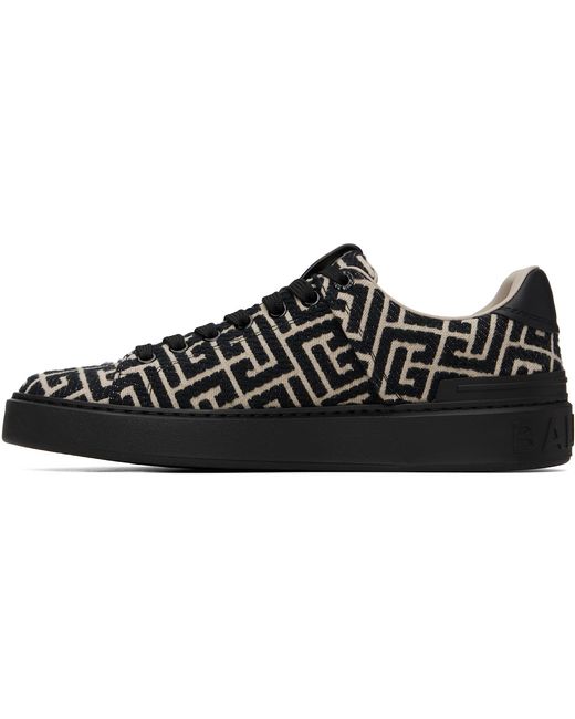 Balmain Black Monogram Jacquard B-Court Trainers for men