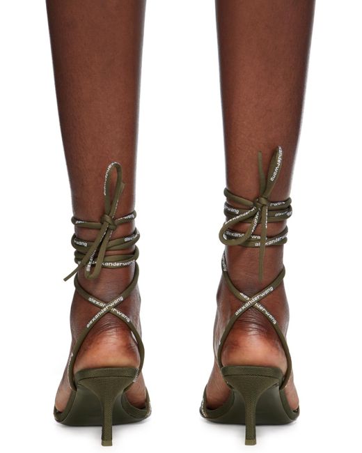 Alexander Wang Brown Khaki Helix 65 Strappy Mid Heeled Sandals