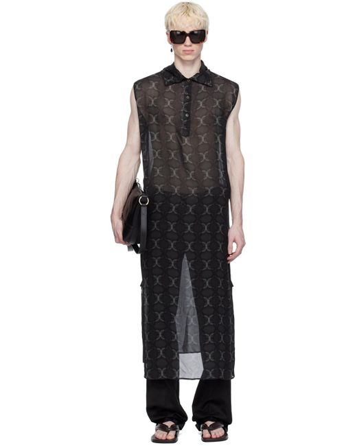 Dries Van Noten Black Gray Semi-sheer Shirt for men