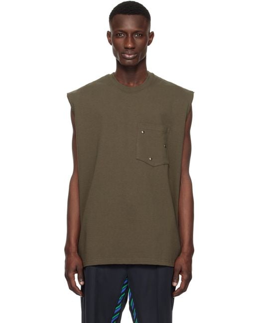 Song For The Mute Brown Khaki Arabesque Tank Top for men