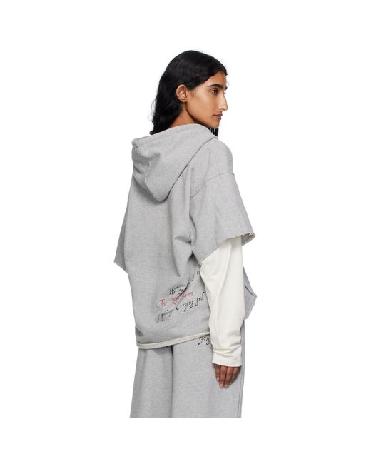 Pushbutton Gray Raw Edge Zip-Up Hoodie
