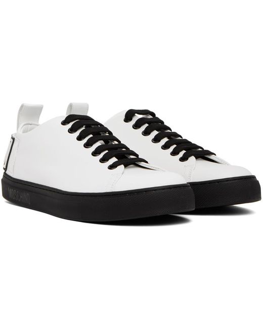 Moschino Black White Embossed Sneakers for men