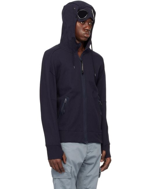 C P Company Black Goggle Hoodie for men