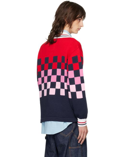 rice nine ten Red Checkrd Soccer Jersey Sweater for men