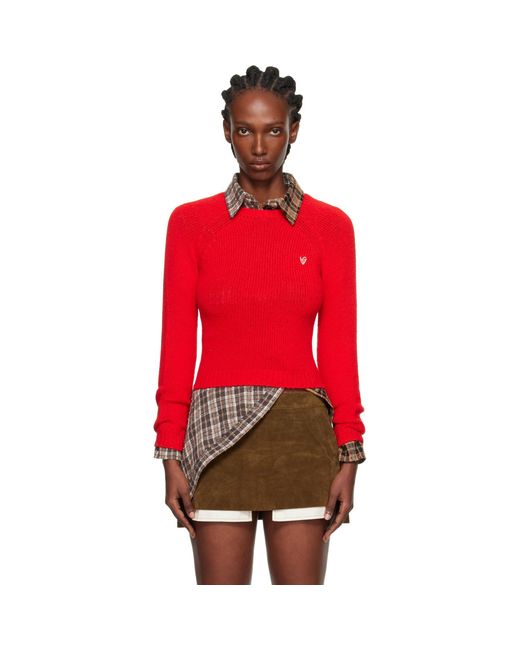Acne Red Cropped Crewneck Sweater