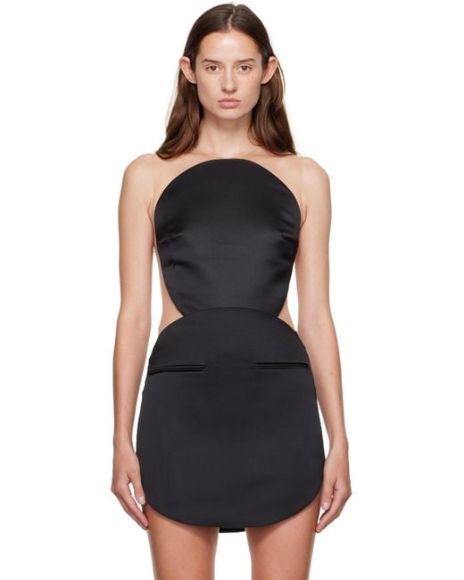 Courreges Black Illusion Circle Satin Bodysuit