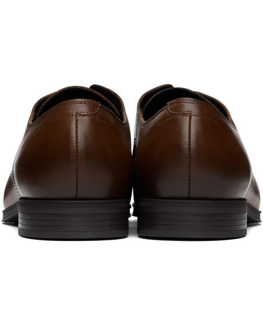 Chaussures oxford brunes à logo gaufré Boss pour homme en coloris Black