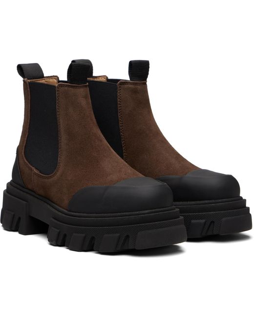 Ganni Black Cleated Low Chelsea Boots