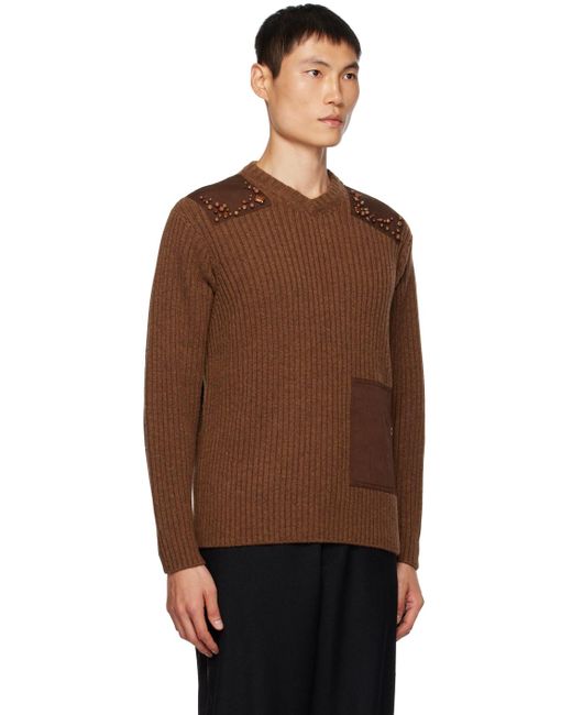 Undercover Brown Beaded Sweater for men