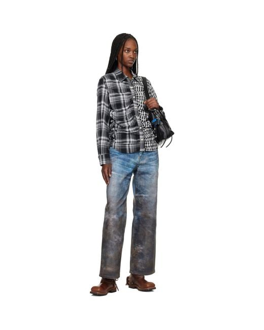 ANDERSSON BELL Black Shirred Check Shirt