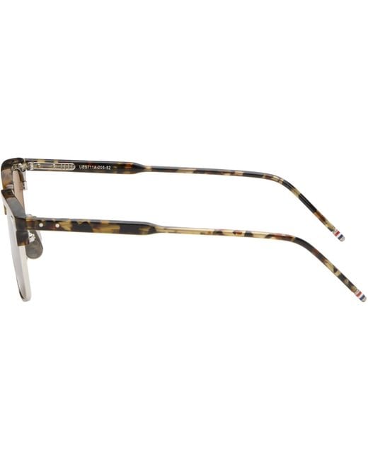Thom Browne Brown Acetate & Titanium Rectangular Sunglasses for men