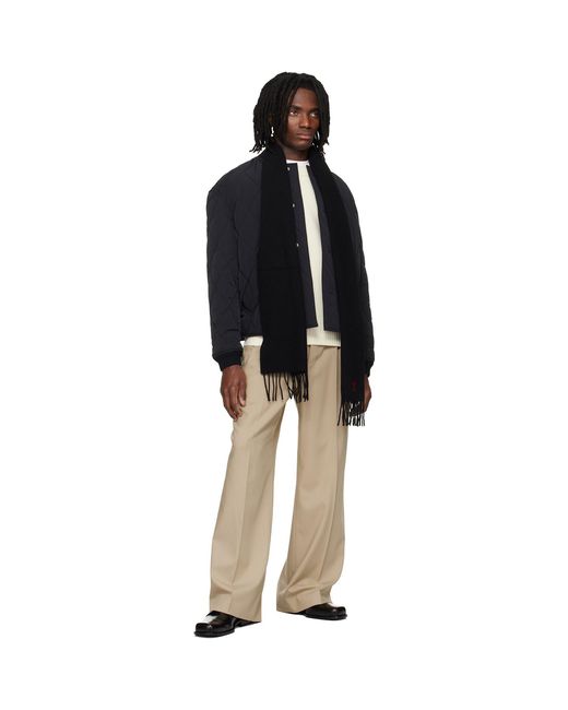 AMI Blue Nylon Padded Bomber Jacket for men