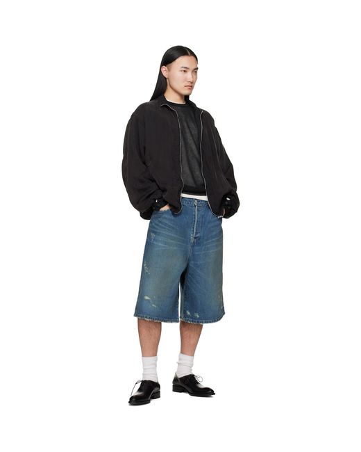 Ssstein Blue Baggy Denim Shorts for men