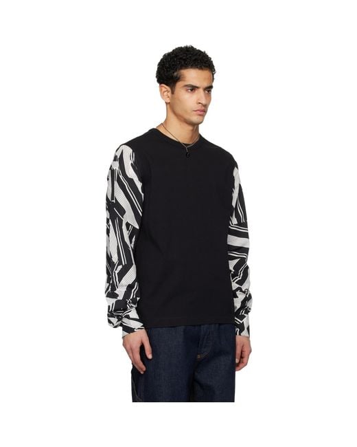 Dries Van Noten Black Poplin Sleeve T-Shirt for men