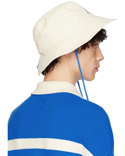 J.W. Anderson White & Blue Asymmetric Colorblock Bucket Hat for men