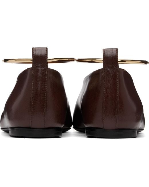 Jil Sander Brown Burgundy Ring Ballerina Flats