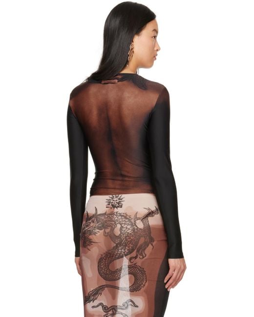 Jean Paul Gaultier Black Brown Graphic Bodysuit