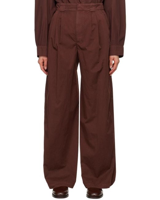 Pantalon ample bourgogne Lemaire en coloris Brown