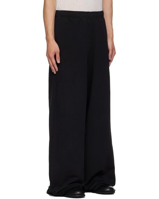 MM6 by Maison Martin Margiela Black Cotton Wide-Leg Sweatpants for men
