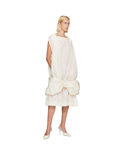Simone Rocha White Off- Bow Hem Egg Midi Dress