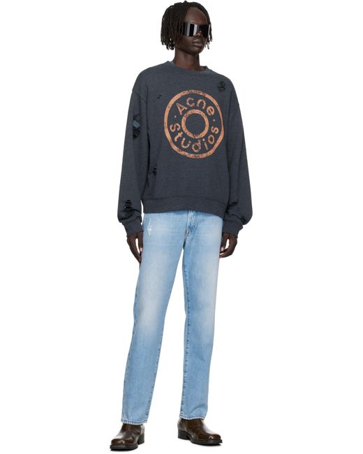 メンズ Acne ブラック ロゴプリント スウェットシャツ Black