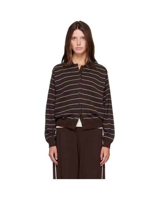 Cordera Brown Organic Cotton Striped Polo Cardigan