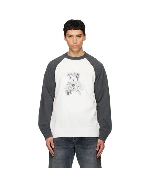 we11done White Teddy Raglan Sweater for men