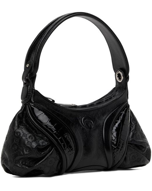 MARINE SERRE Black Embossed Leather Futura Bag