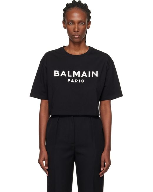 Balmain Black Paris' Print T-Shirt